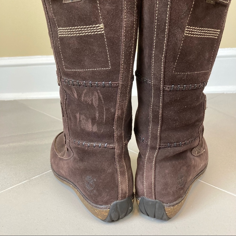 Timberland Women's Dark Brown Suede Lather Sherpa Lined Knee High Boots 6.5 - Picture 5 of 16